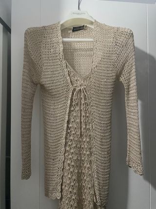 Vestido crochet verano beige