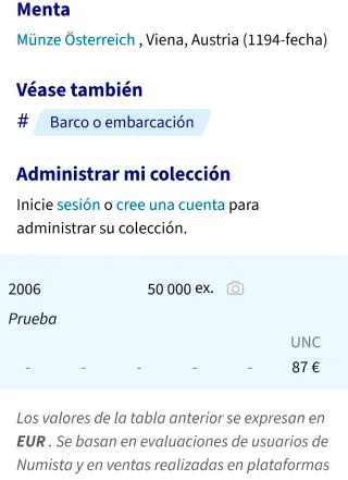 PLATA AUSTRIA 20€ 2006 PROOF