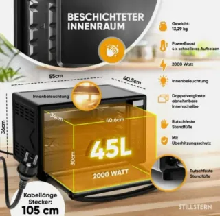 Mini horno 2000w  STILLSTERN 45L
