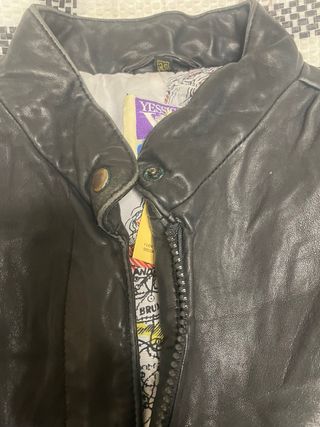 Cazadora Cuero Negra Unisex Vintage de años 80