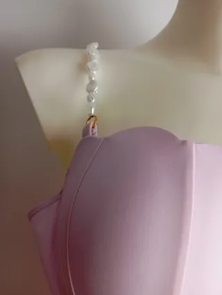 Bañador mujer rosa y rojo con flor