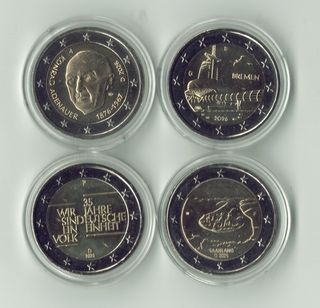 Lote 4 monedas 2 euros conmemorativas Alemania