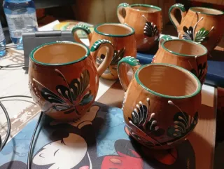 Set 6 Tazze Terracotta Vintage Decorate