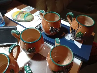 Set 6 Tazze Terracotta Vintage Decorate