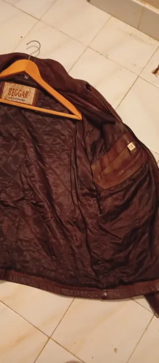 Cazadora de cuero BEGGAR marrón