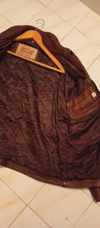 Cazadora de cuero BEGGAR marrón
