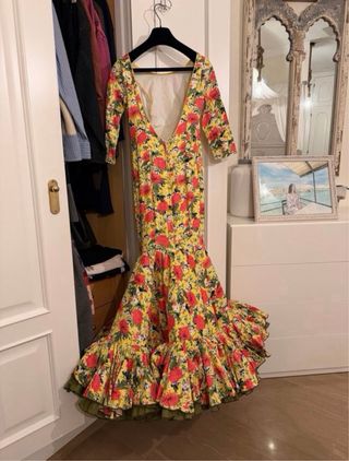 Traje Flamenca Amarillo Flores