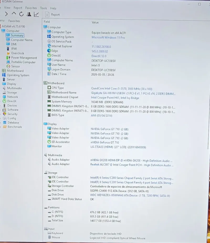 PC Intel i5/1500 Gb HD/16 Gb RAM/2 Gb Grafica. afbeelding 6