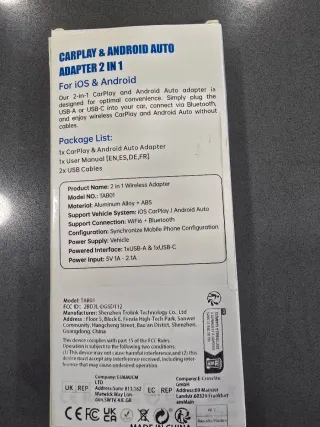 Adaptador CarPlay y Android Auto 2 en 1