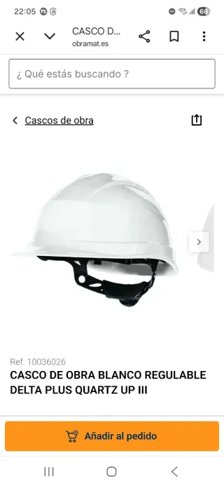 Casco de obra blanco sin usar
