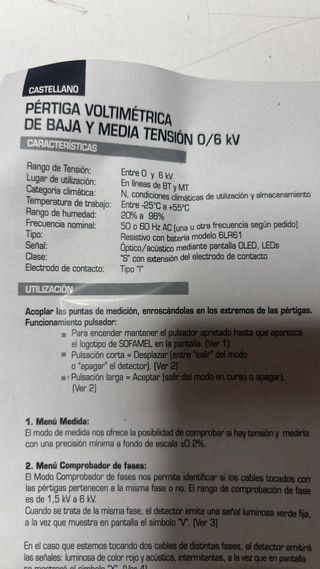 : Pértiga Voltimétrica Sofamel PV0/6 (0-6kV)