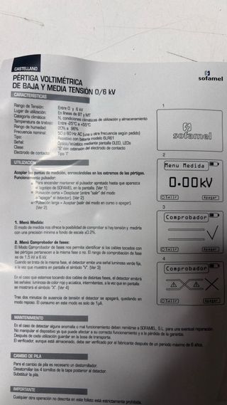 : Pértiga Voltimétrica Sofamel PV0/6 (0-6kV)