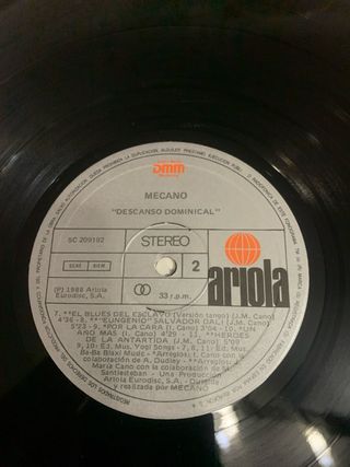 Disco Vinilo Mecano Descanso Dominical