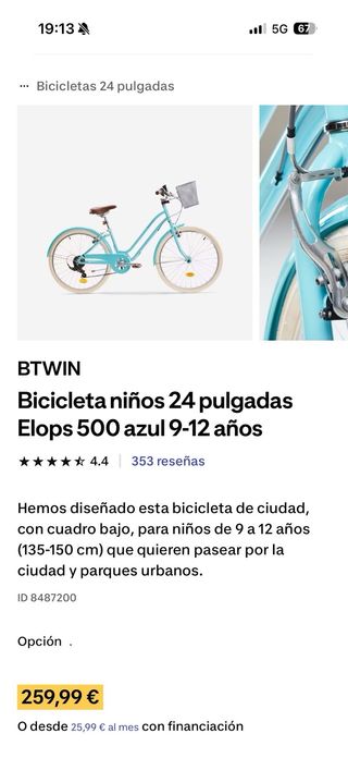 Bicicleta Elops azul niña Btwin