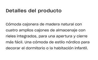 Cómoda cajonera de madera natural