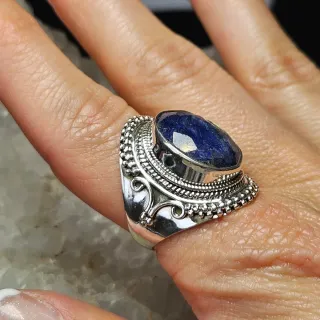 Anillo Plata 925 Zafiro Azul