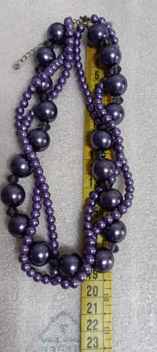 Collar morado perlas varias vueltas