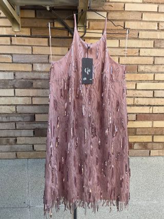 Vestido invitada NUEVO rosa con lentejuelas