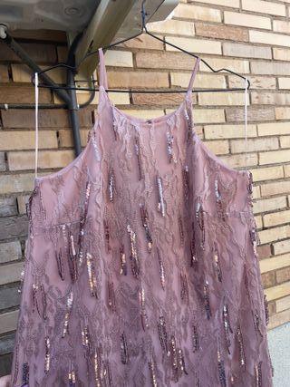 Vestido invitada NUEVO rosa con lentejuelas