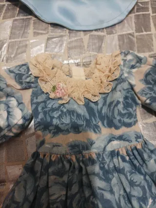 Vestido Nancy Años 70 Flores Azul