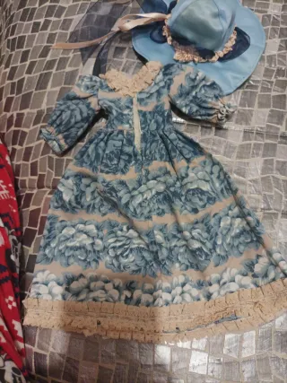 Vestido Nancy Años 70 Flores Azul