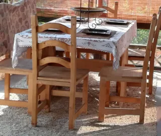 Mueble de salón de madera y cristal Mesa y 6 silla