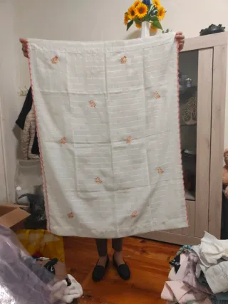 Coppia tende a righe con fiori