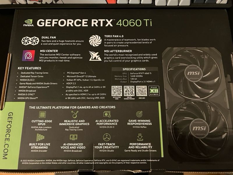 MSI RTX 4060 Ti 16GB Ventus 2X Black afbeelding 3
