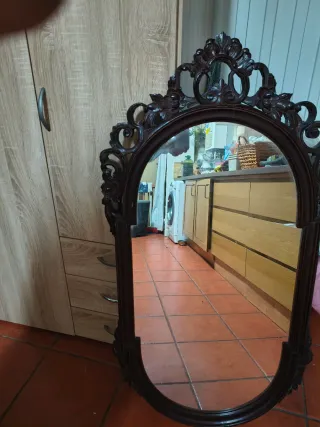 Espejo antiguo madera tallada