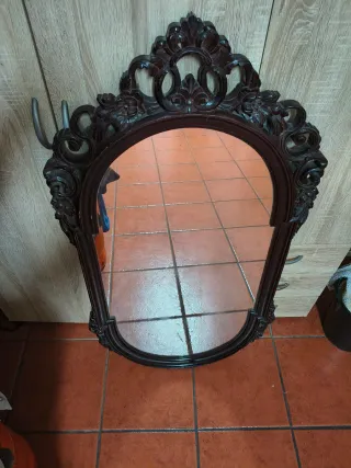 Espejo antiguo madera tallada