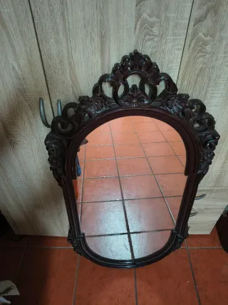 Espejo antiguo madera tallada