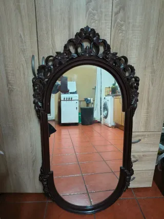 Espejo antiguo madera tallada