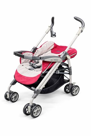 Passeggino rosso e grigio