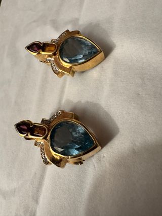 Pendientes Oro 14kt con aguamarinas.