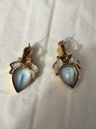 Pendientes Oro 14kt con aguamarinas.