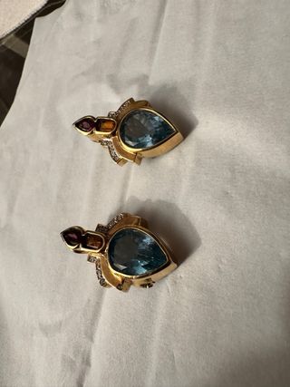 Pendientes Oro 14kt con aguamarinas.