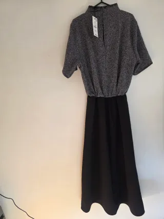 Vestido Zara preto e cinza