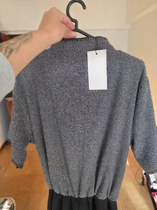 Vestido Zara preto e cinza