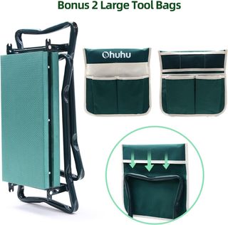 Banco Plegable Jardín con Cojín y Bolsillos