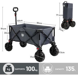 Carro Playa Plegable Ruedas Grandes 100kg