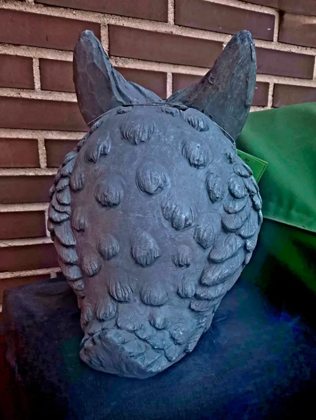 Figura Búho Solar LED SÍMIL Piedra Gris 36x29x28cm