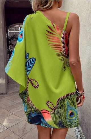 Vestido mini estampado tropical