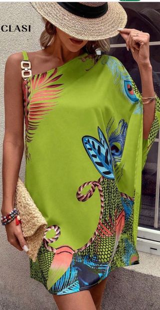 Vestido mini estampado tropical