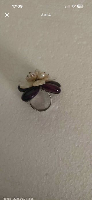 Anello fiore nero e bianco