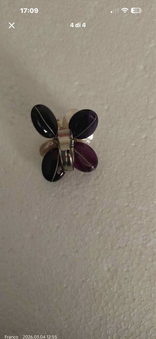 Anello fiore nero e bianco