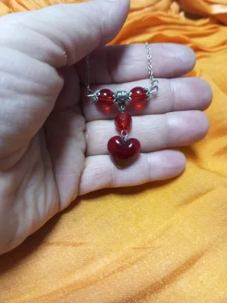 Collar Plata Corazón Rojo