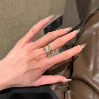 Anillo francés vintage ancho con brillantes