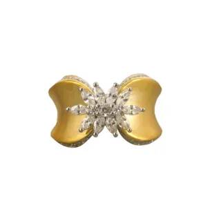 Anillo francés vintage ancho con brillantes