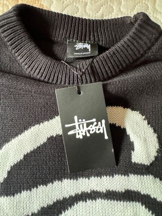 Jersey Stüssy Negro Logo Blanco Talla M