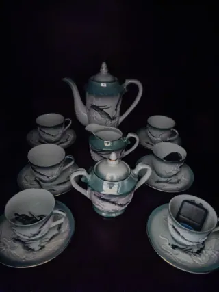 Juego de té porcelana dragones